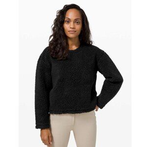 Lululemon Wool Whenever Sherpa Fleece Boxy Crew in Black 10